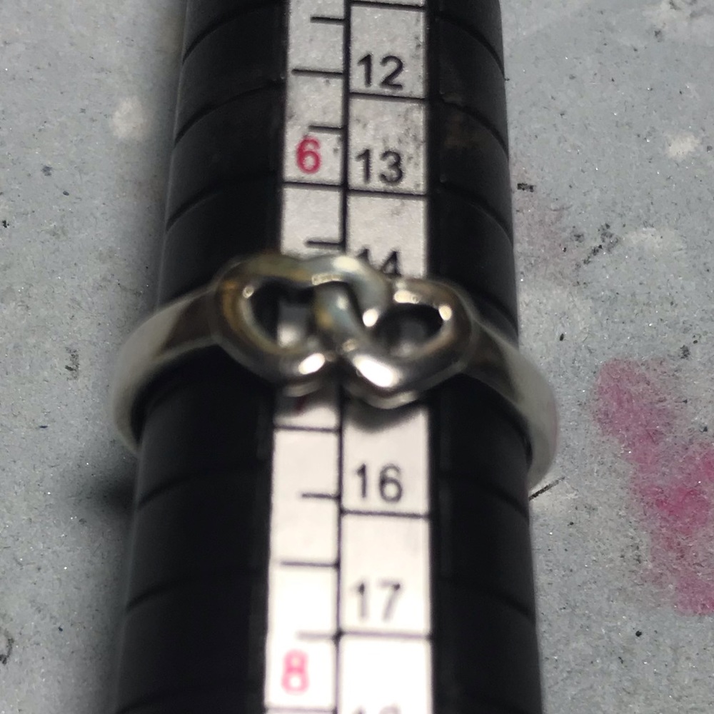 925 Linked Hearts Solid Sterling Silver Ring Size… - image 2